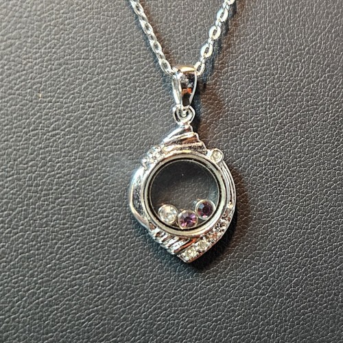 Silver tone floating stone - floating,